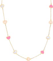 The Lovery Fine Jewelry Pink Mixed Heart Station Necklace