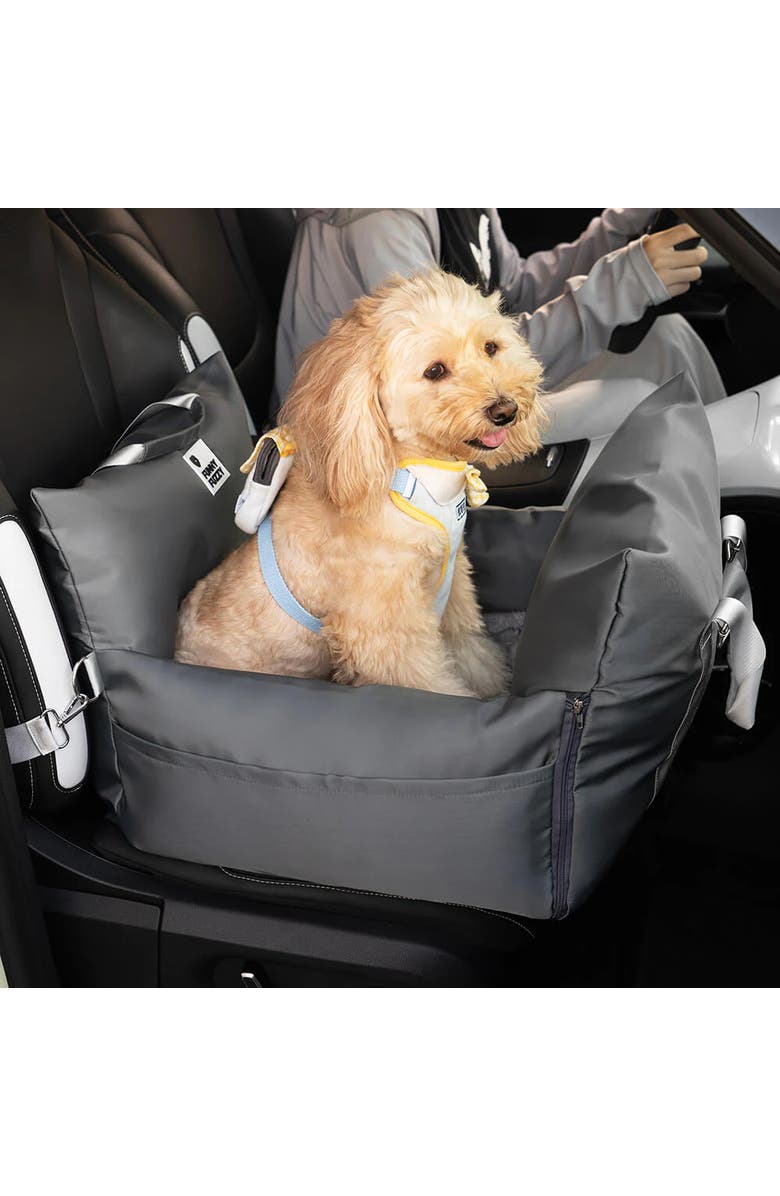 FunnyFuzzy First Class Waterproof Dog Car Seat Bed, Alternate, color, Charcoal Grey