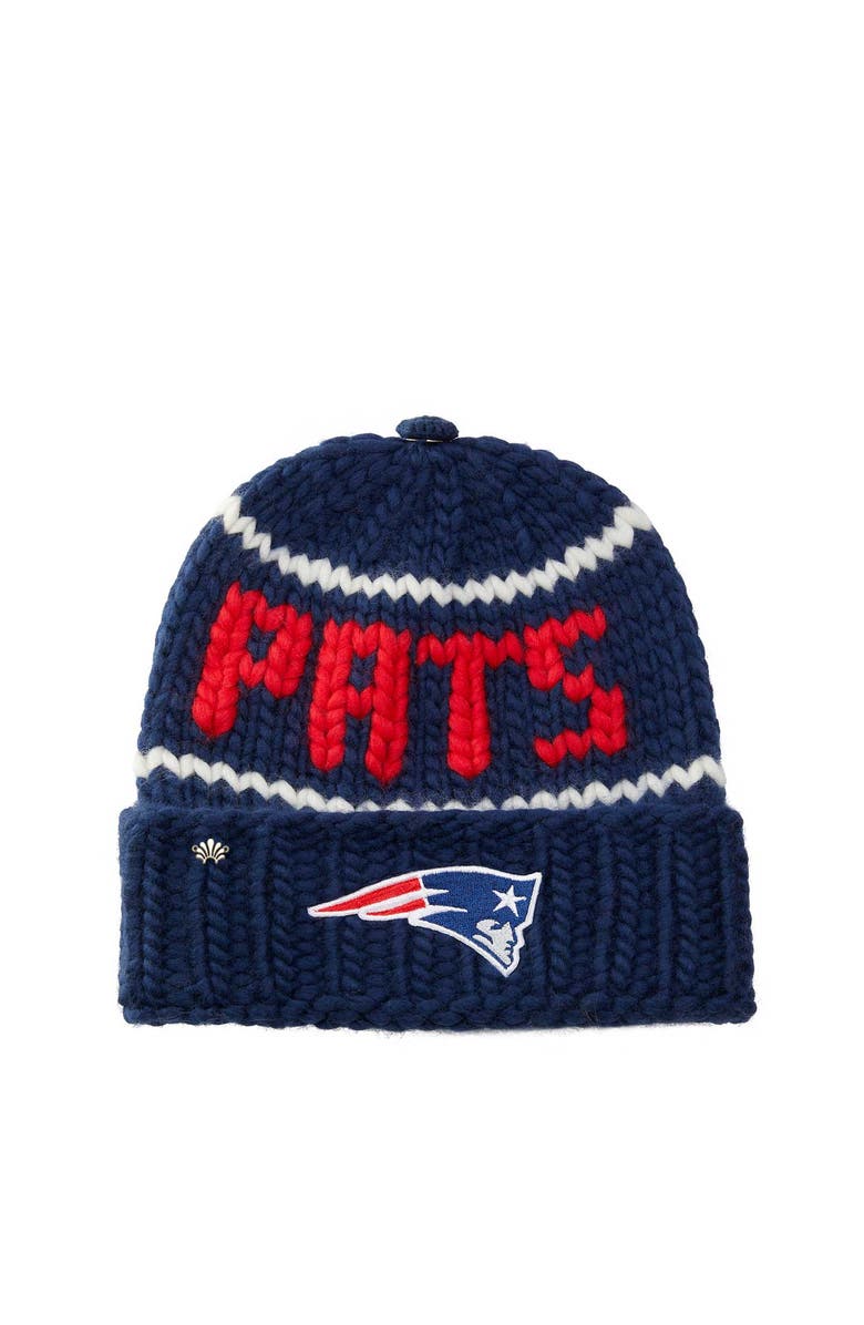 Lele Sadoughi Navy Pats Nfl Beanie With Navy Snap Cover, Main, color, Navy 400