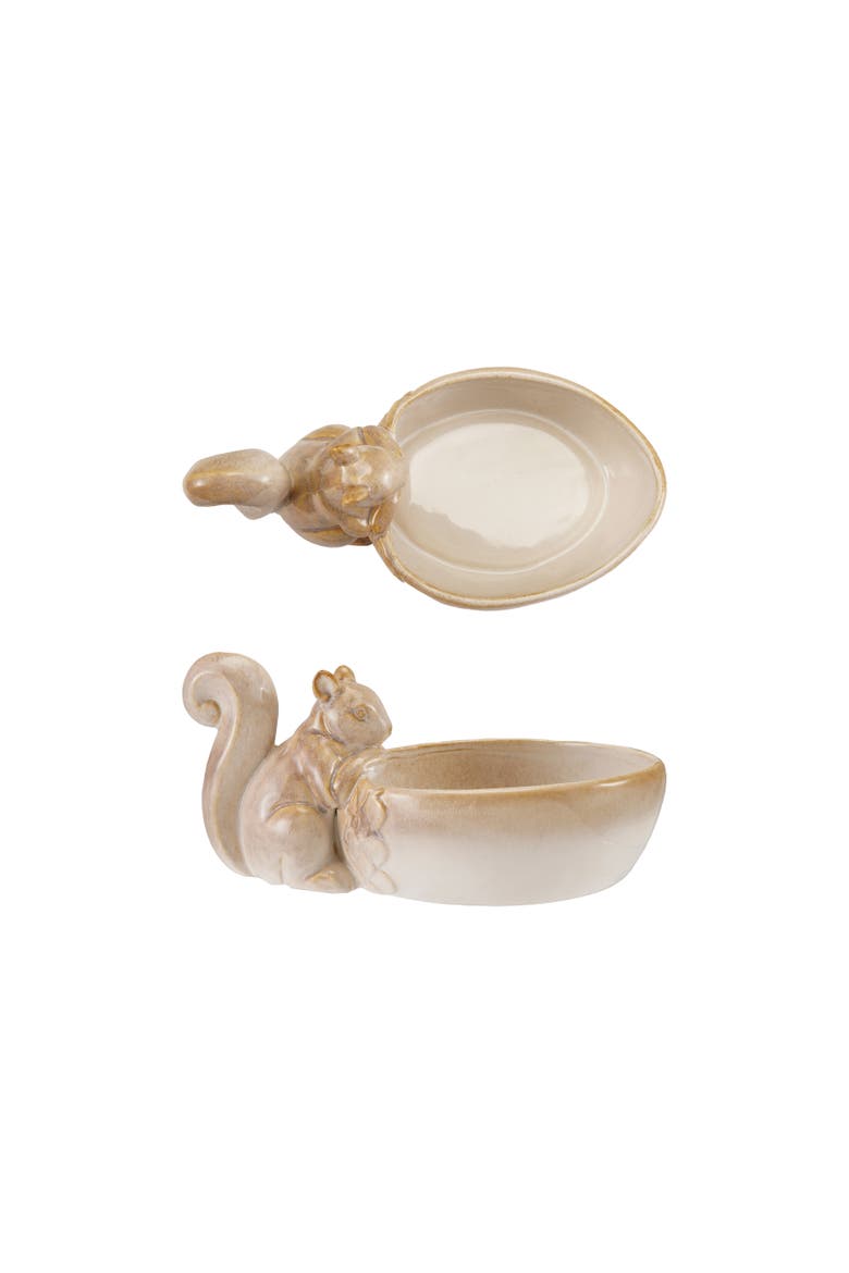 Stoneware Squirrel Bowl with Reactive Glaze, Main, color, Cream