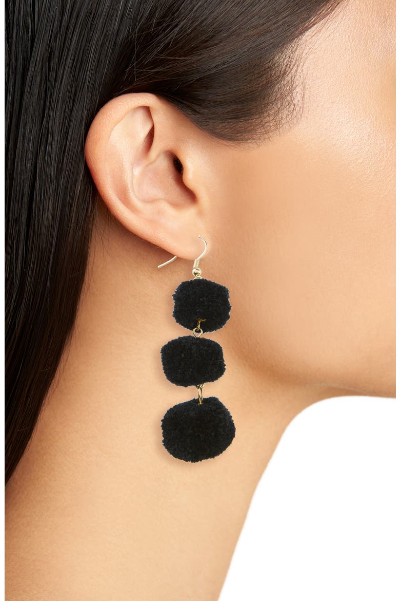 January Pom Earrings, Alternate, color, BLACK