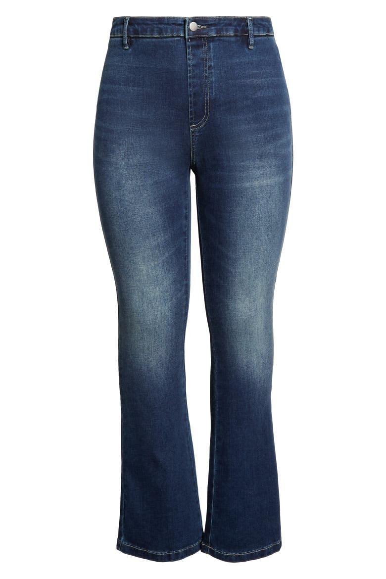 Estelle Everyday High Waist Flare Jeans, Alternate, color, DARK MIDWASH