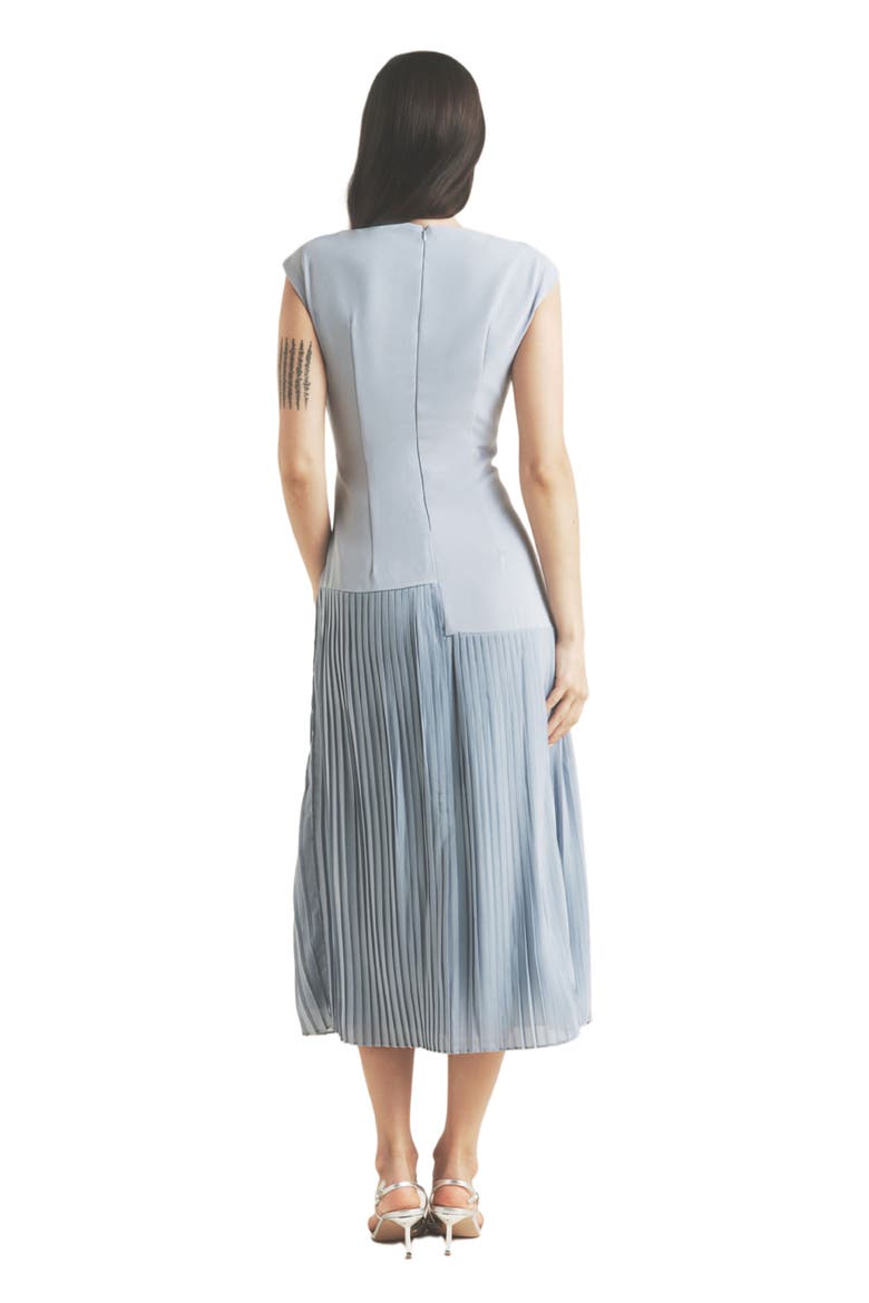 Pleated Cap Sleeve Maxi Dress, Alternate, color, Blue