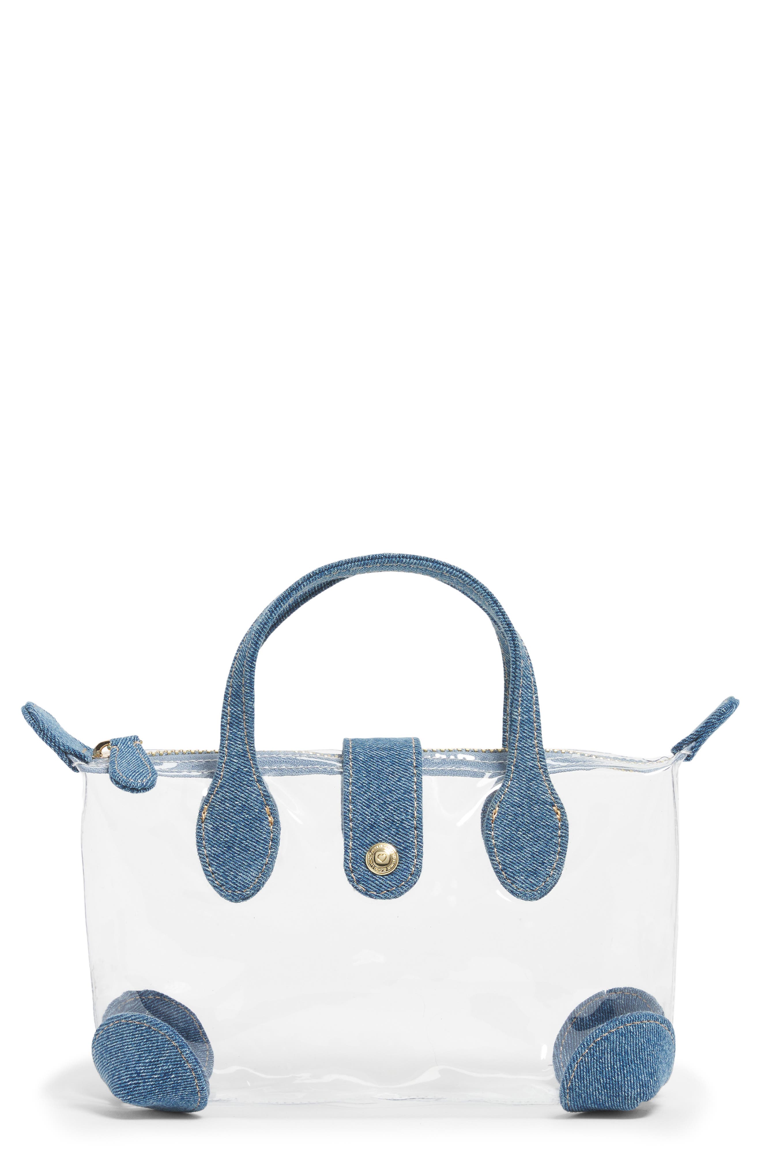 Jelly Pouchette Clear Crossbody Bag, Main, color, MEDIUM WASH DENIM