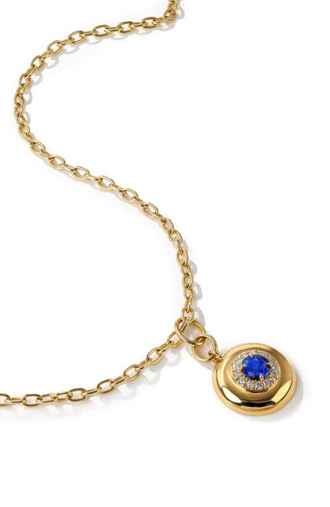 Heirloomed Round Sapphire Pendant Necklace