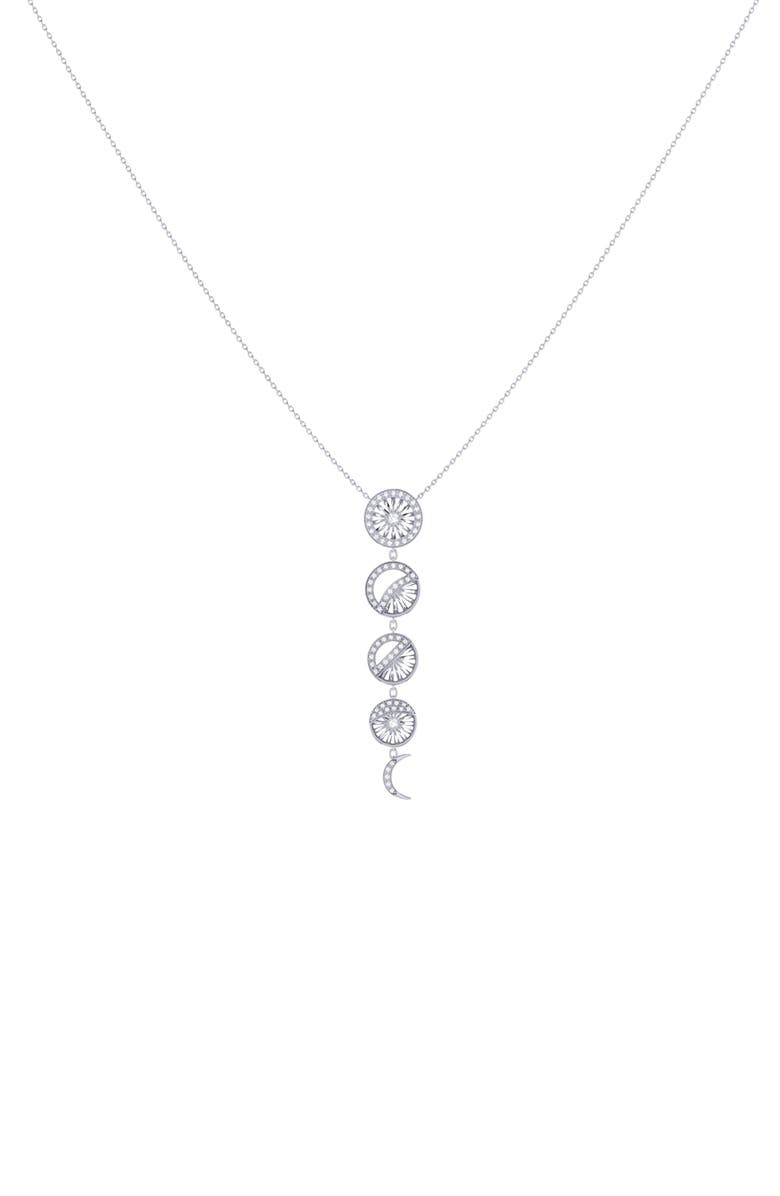 LuvMyJewelry Moon Phases Diamond Pendant Necklace, Main, color, Silver