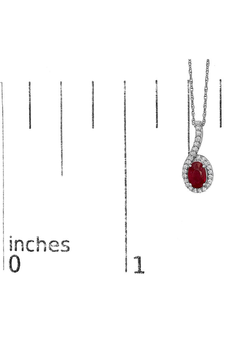 10K White Gold Red Ruby and Diamond Accent Teardrop Pendant Necklace, Alternate, color, White
