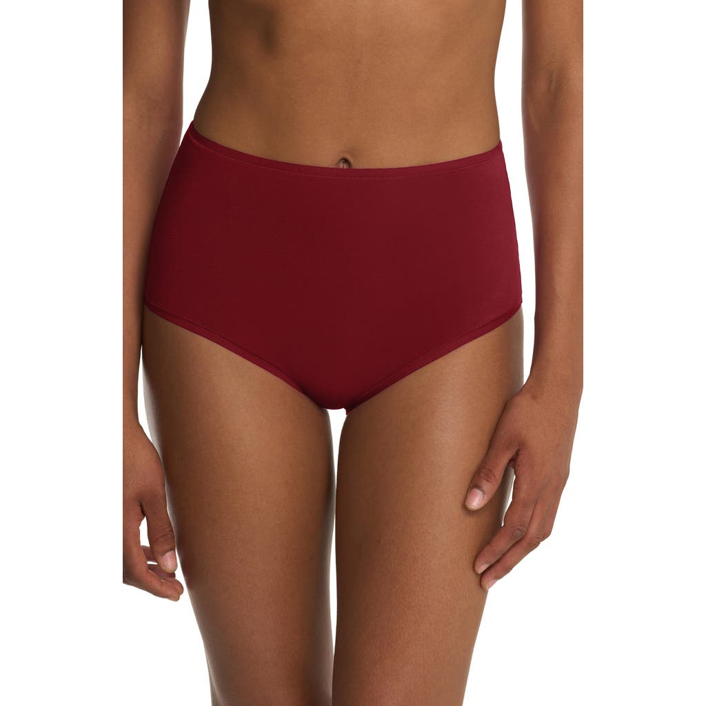 Natori Bliss Bare Cotton High Waist Brief In Red