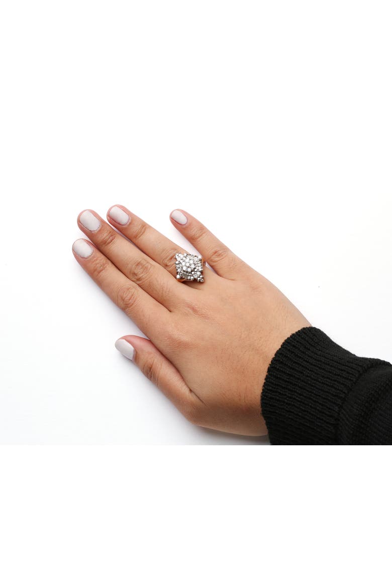 10K Yellow Gold 1 Cttw Diamond Cluster and Rhombus Halo Ring, Alternate, color, Yellow