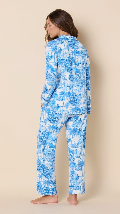 The Cat's Pajamas Flannel Pajama Set Holiday In Blue