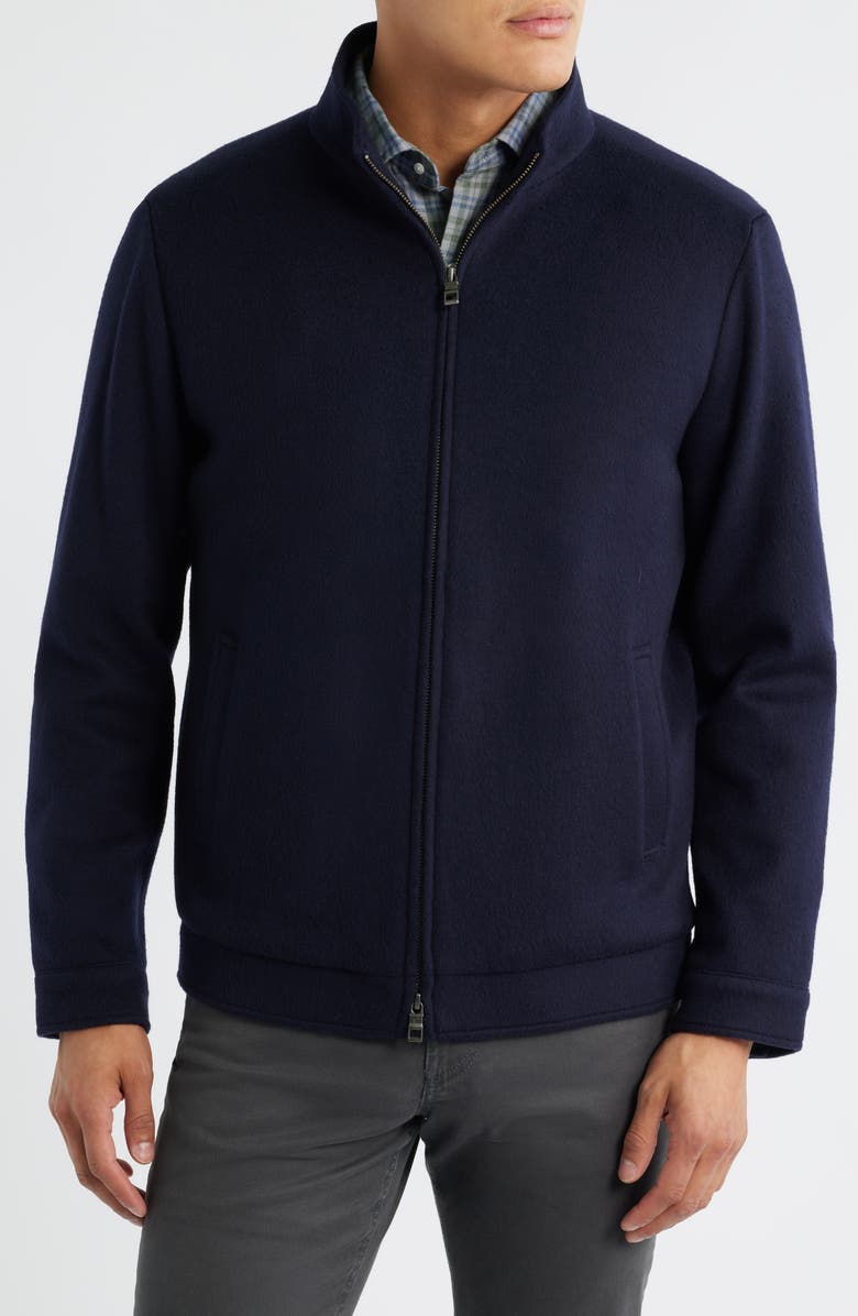 Peter Millar Crown Crafted Flex Merino Wool Bomber Jacket, Alternate, color, Navy