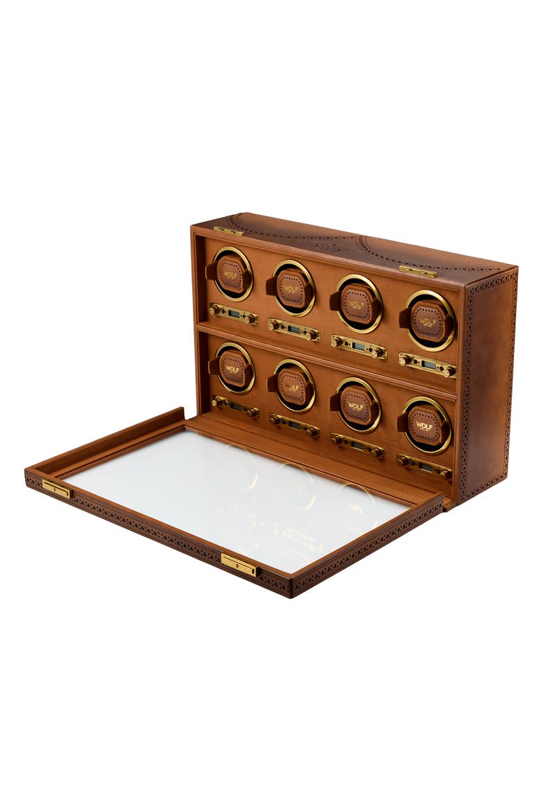 Brogue 8 Piece Watch Winder, Alternate, color, Burnished Brown