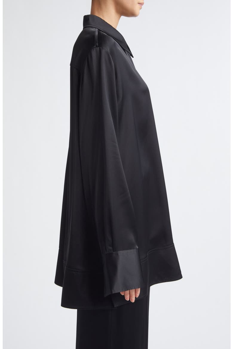 Oversize Soft Tuxedo Button-Up Shirt, Alternate, color, BLACK