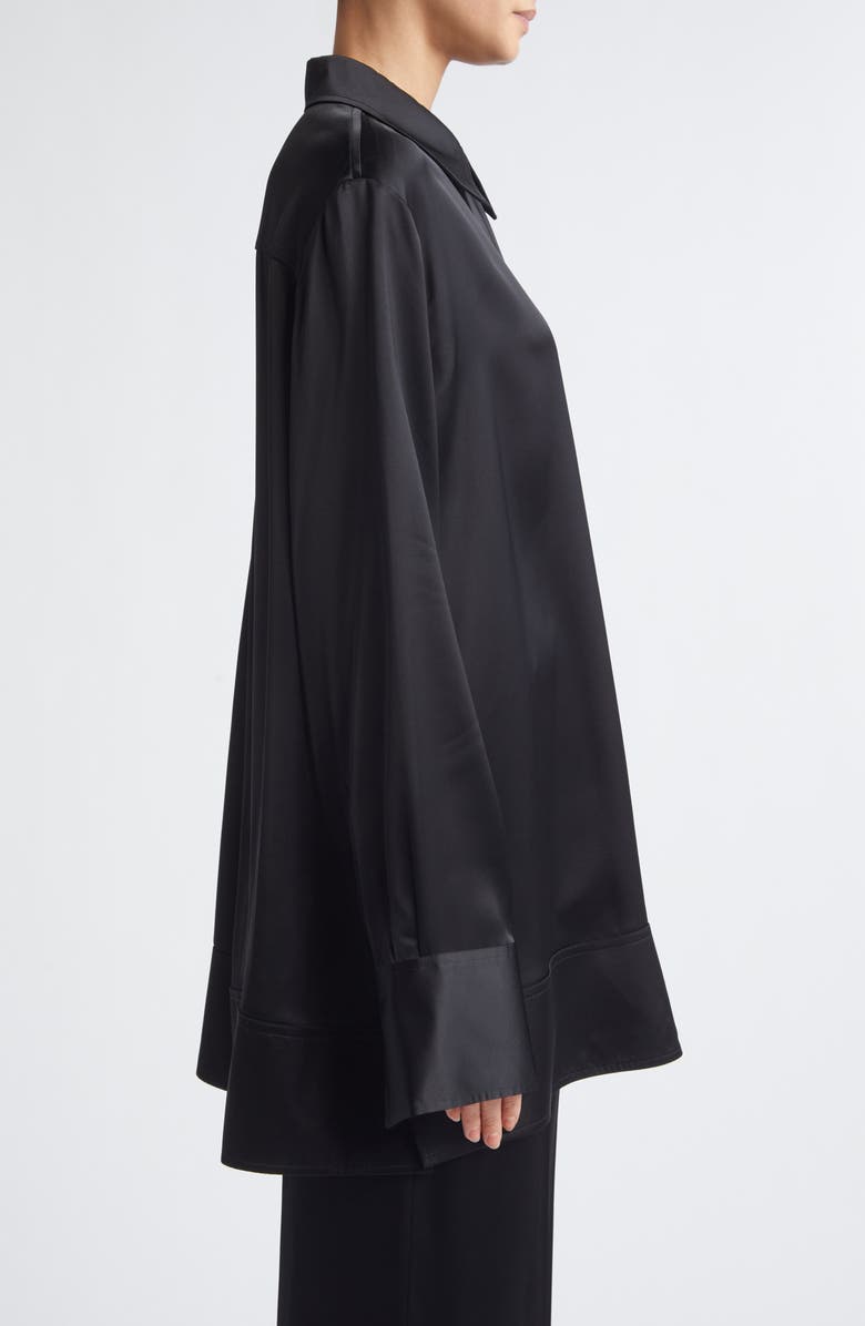TOTEME Oversize Soft Tuxedo Button-Up Shirt, Alternate, color, Black