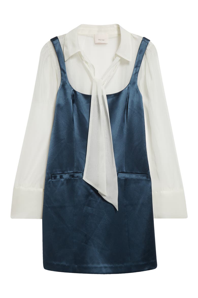 Naia Mixed Media Long Sleeve Layered Dress, Alternate, color, NIGHTFALL/ IVORY