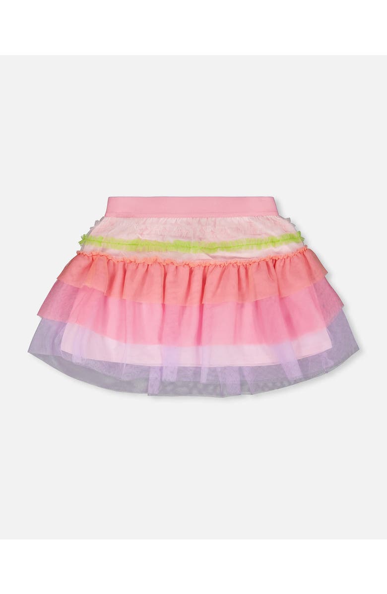Deux par Deux Mesh Skirt with Frills, Main, color, Multicolor