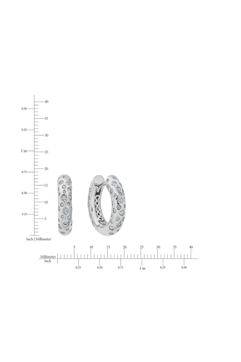 Cascade Cubic Zirconia Huggie Hoop Earrings, Alternate, color, PURE PLATINUM/ CLEAR STONE