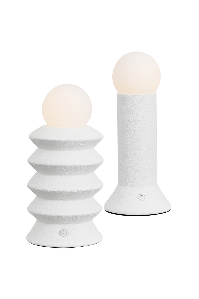 Soren 13" Ceramic/Glass Geometric Integrated LED Table Lamp, Alternate, color, White