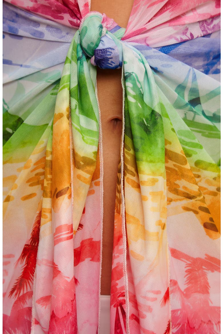 Fiji Tie Front Cover-Up Dress, Alternate, color, MULTI