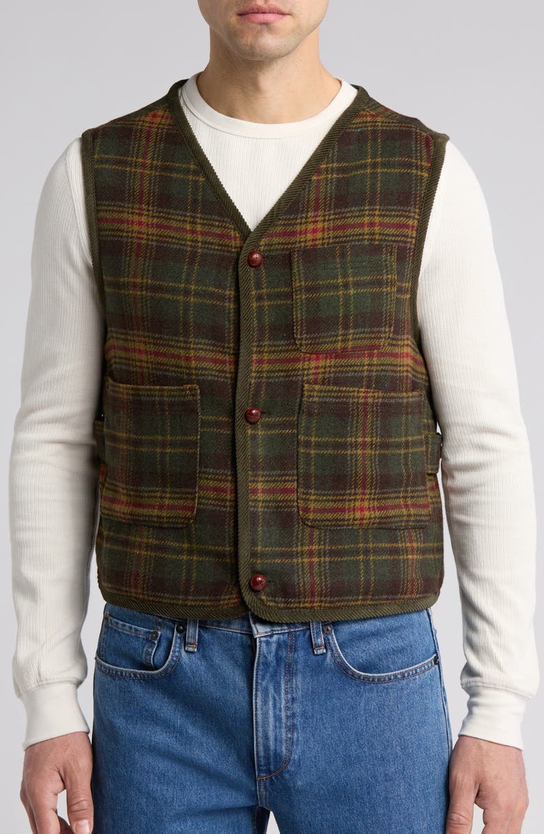 Elwood Plaid Felted Wool Blend Hunter's Vest, Alternate, color,