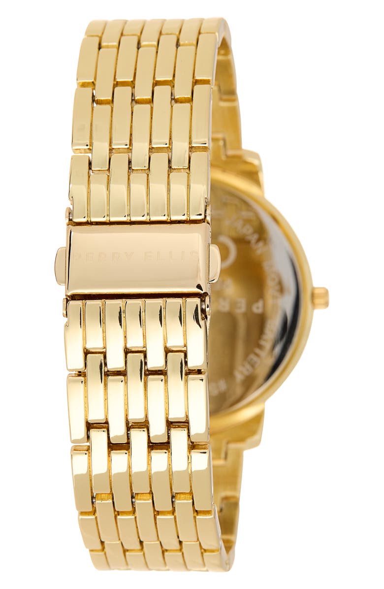 Perry Ellis Slim Diamond Bracelet Watch, 41mm, Alternate, color, Gold