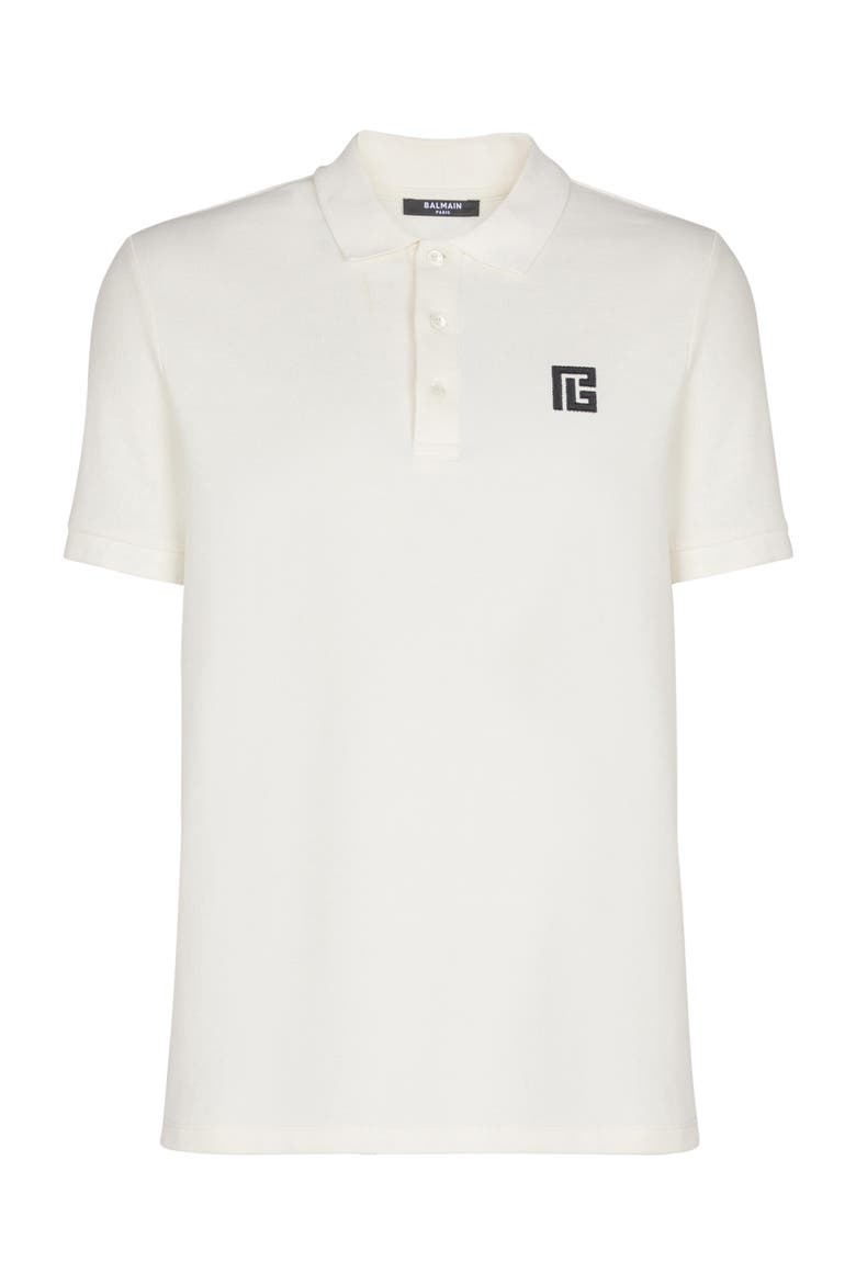 Embroidered cotton polo, Main, color, white