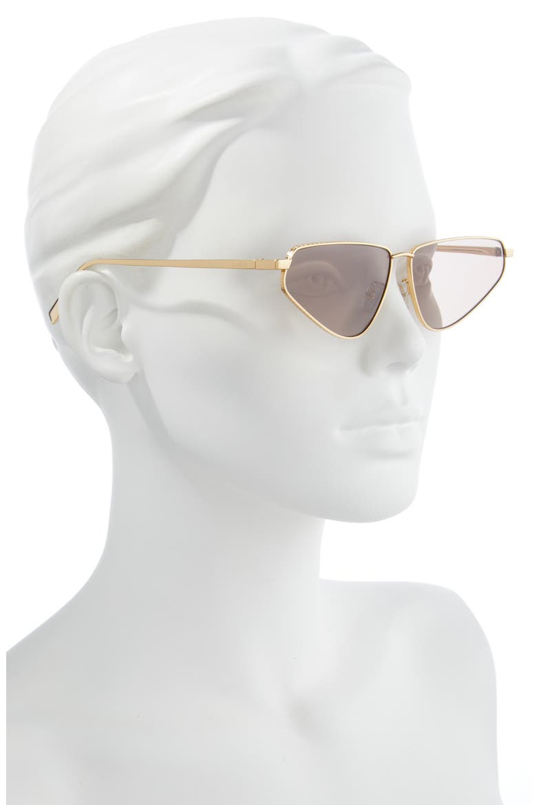 FF Fendi 60mm Cat Eye Sunglasses, Alternate, color, SHINY ENDURA GOLD / BROWN