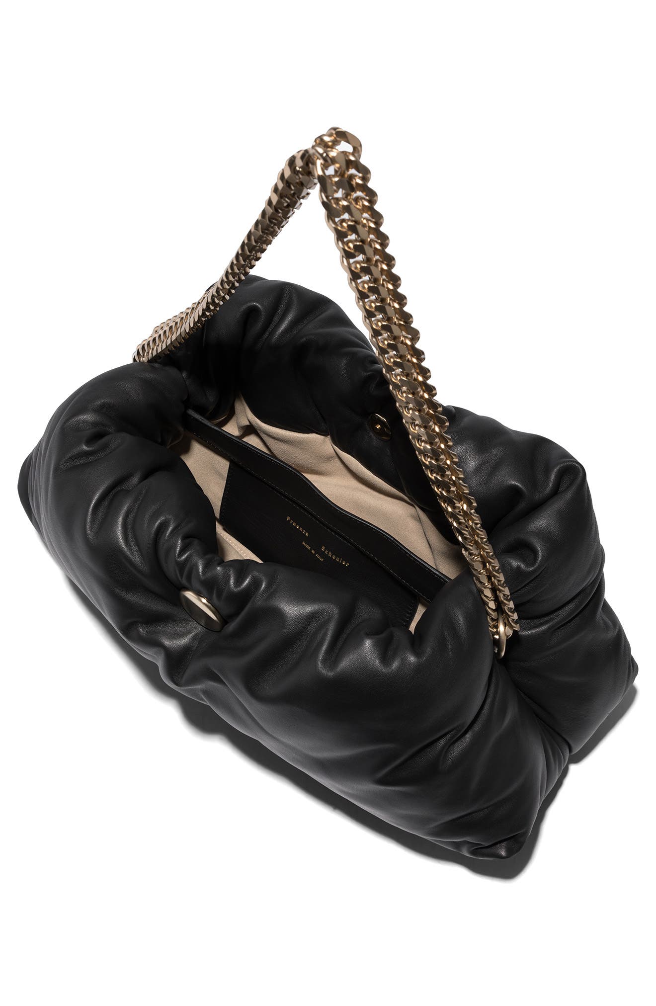 Puffy Tobo Leather Shoulder Bag, Alternate, color, BLACK