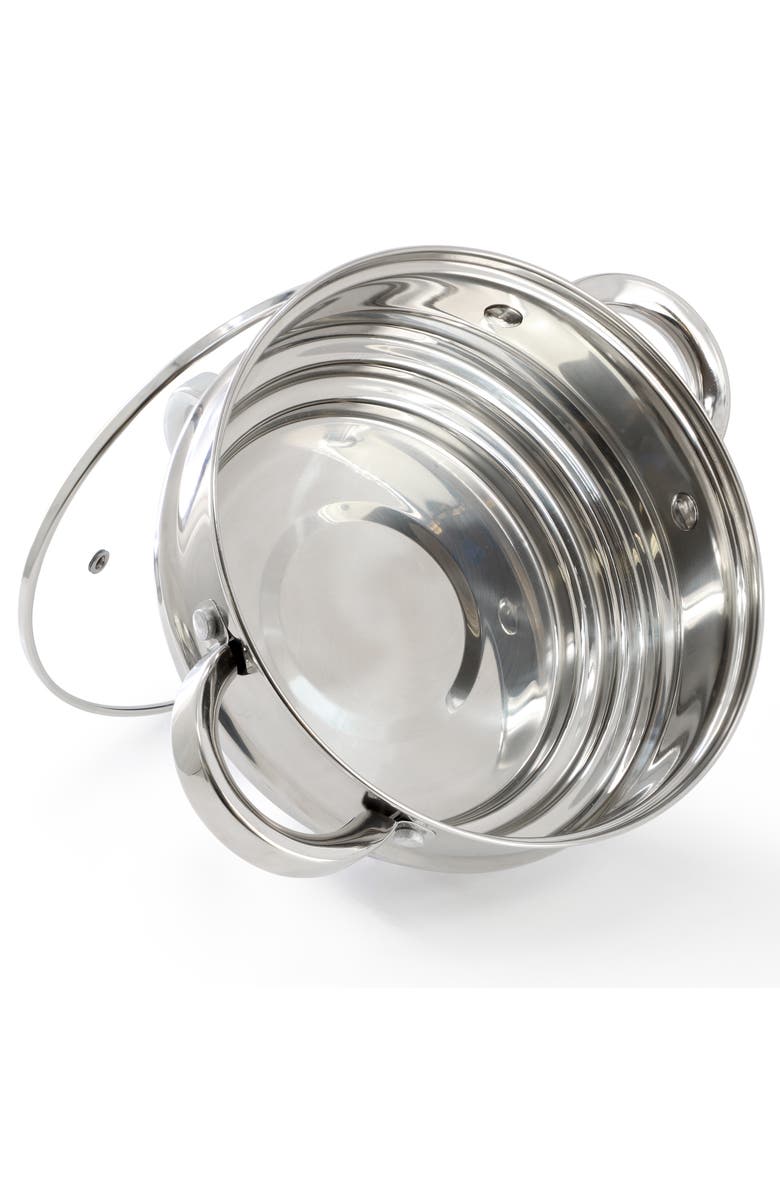 OSTER Sangerfield 8 Inch Universal Stainless Steel Double Boiler with Lid, Alternate, color, Metallic Silver