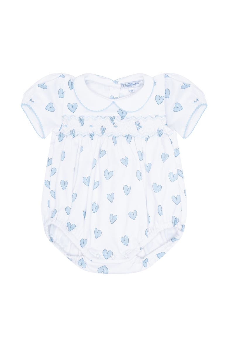Nellapima Blue Heart Print Smocked Bubble - Baby, Alternate, color, Blue