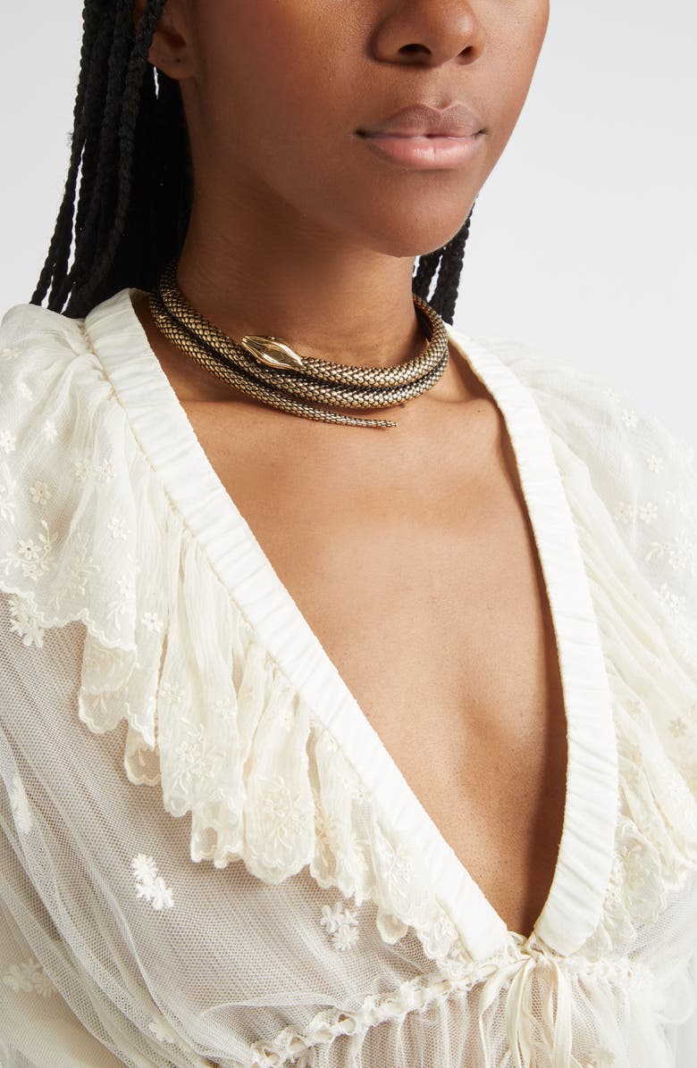 Chloé Snake Choker, Alternate, color, Vintage Gold