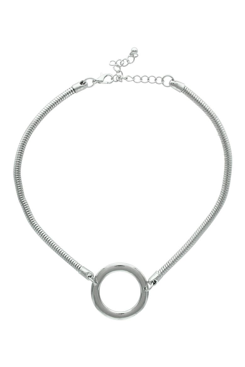 Lala Circle Pendant Choker Necklace, Main, color, SILVER