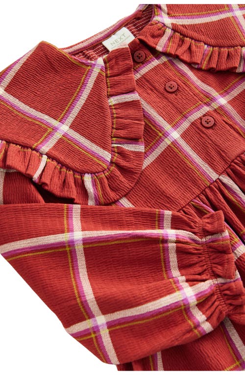 Next Kids' Check Collared Dress In Orange
