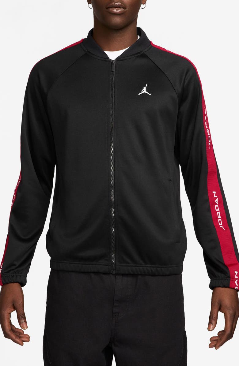 Jordan Essentials Track Jacket, Main, color, Black/ Gym Red/ White