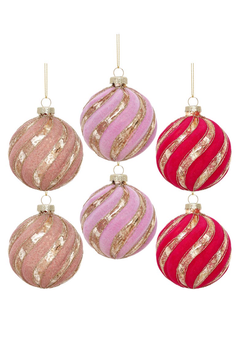 Glitter Swirl Ornament, Box of 6, Alternate, color, Pink