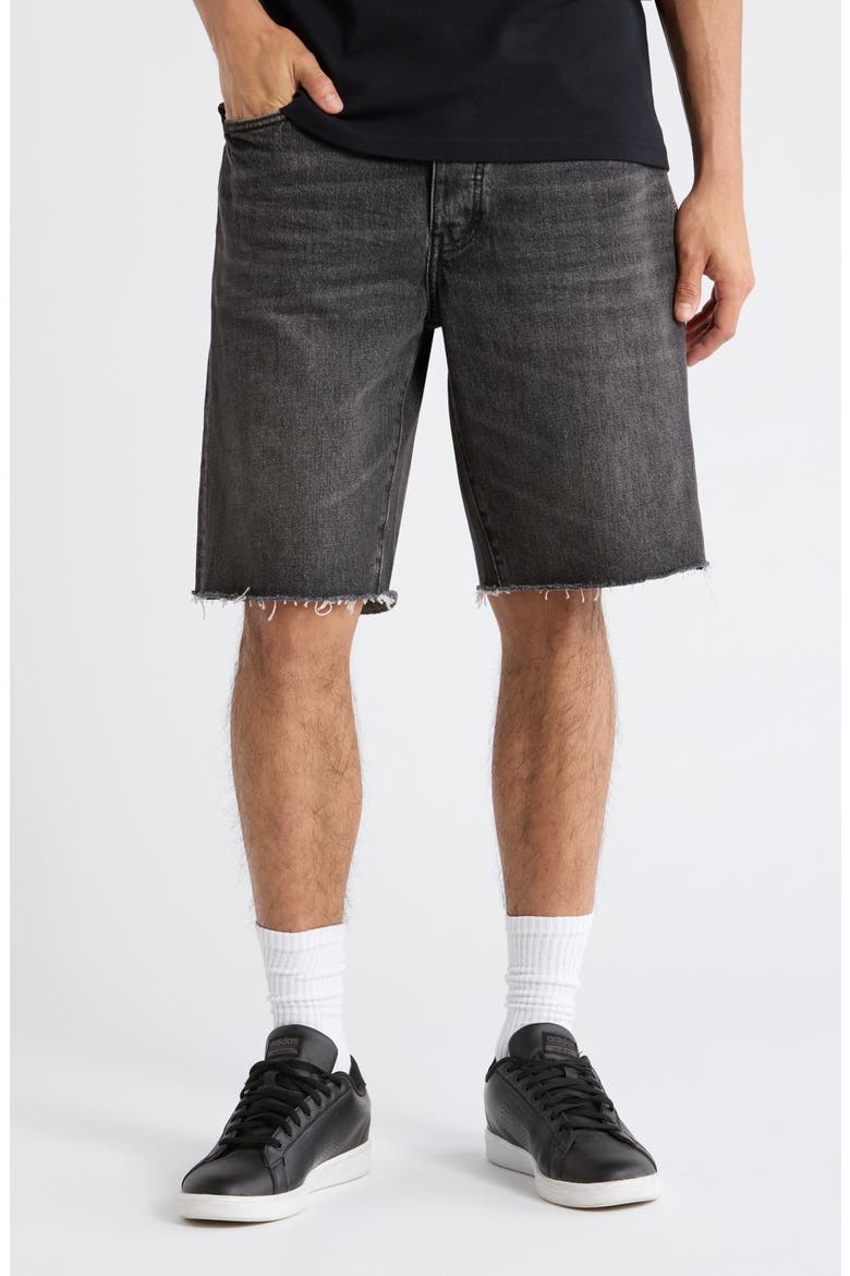 Kamari Denim Cutoff Shorts, Main, color, BLACK
