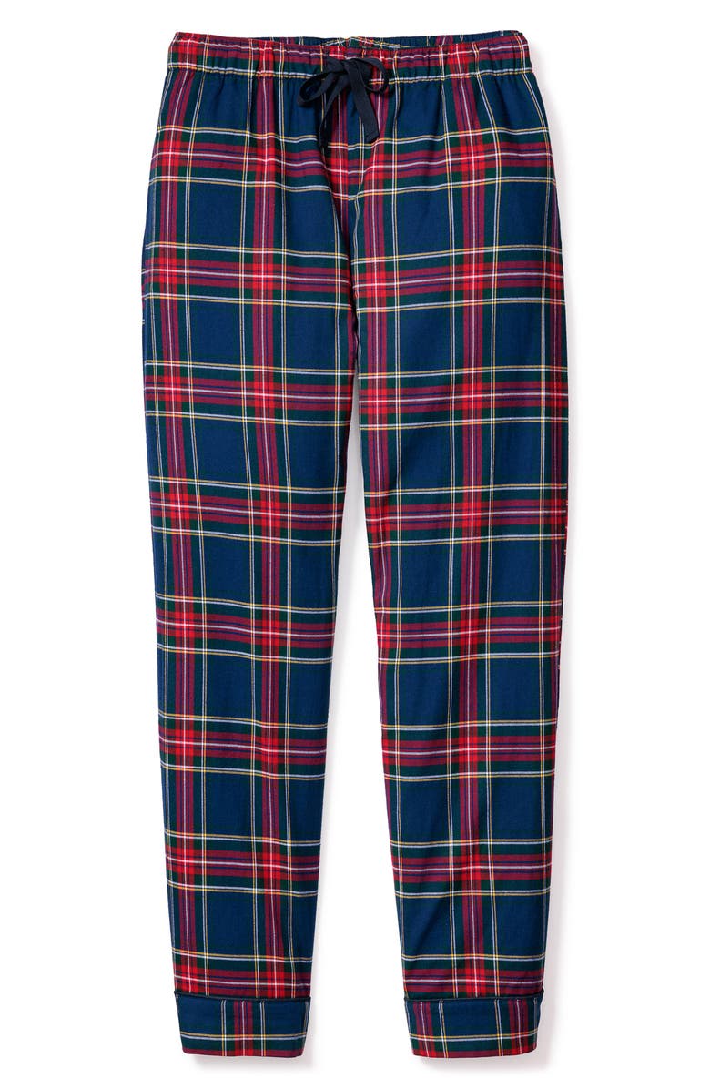 Petite Plume Windsor Tartan Cotton Pajama Pants, Main, color, Navy