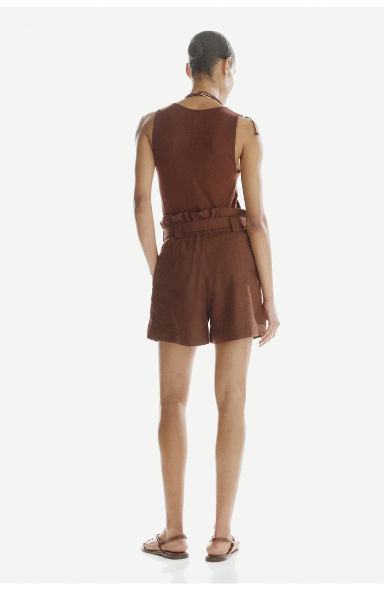 H&M Belted Paper Bag Shorts, Alternate, color, Dark Brown