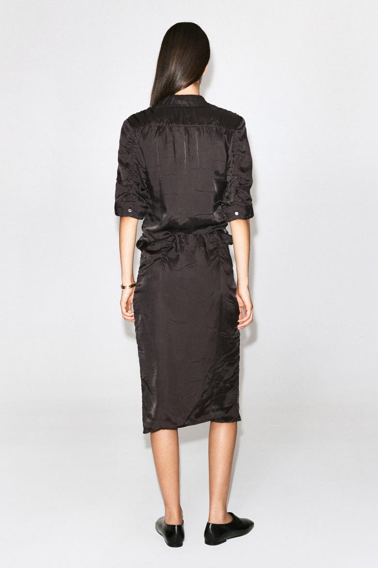 Gathered Crinkled Midi Skirt, Alternate, color, BROWN