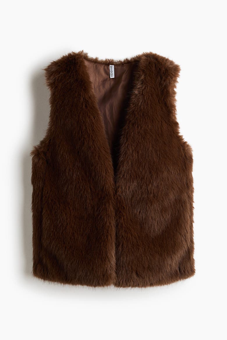 Fluffy Gilet, Alternate, color, Dark brown