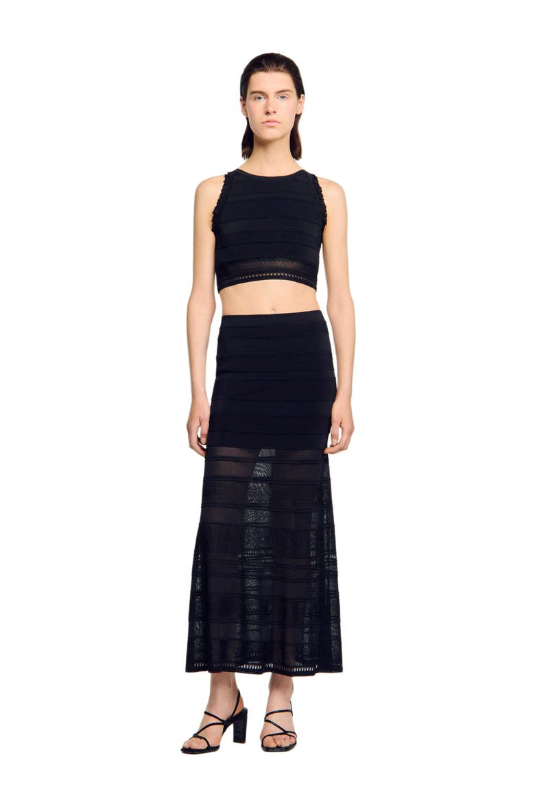 Maxi decorative knit skirt, Main, color, Black