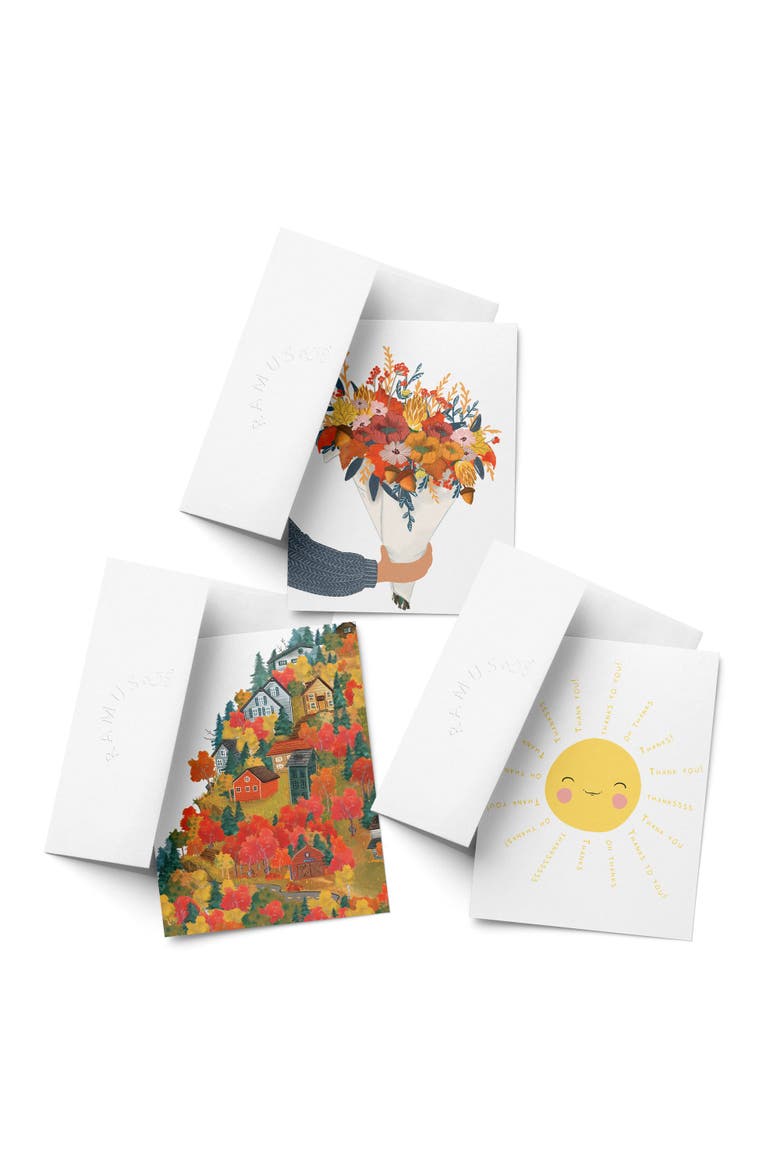Autumn Bouquet, Autumn Foliage, Sunshine Thanks Fall/Autumn Greeting Card Pack Sets, Main, color, Multi-Pack