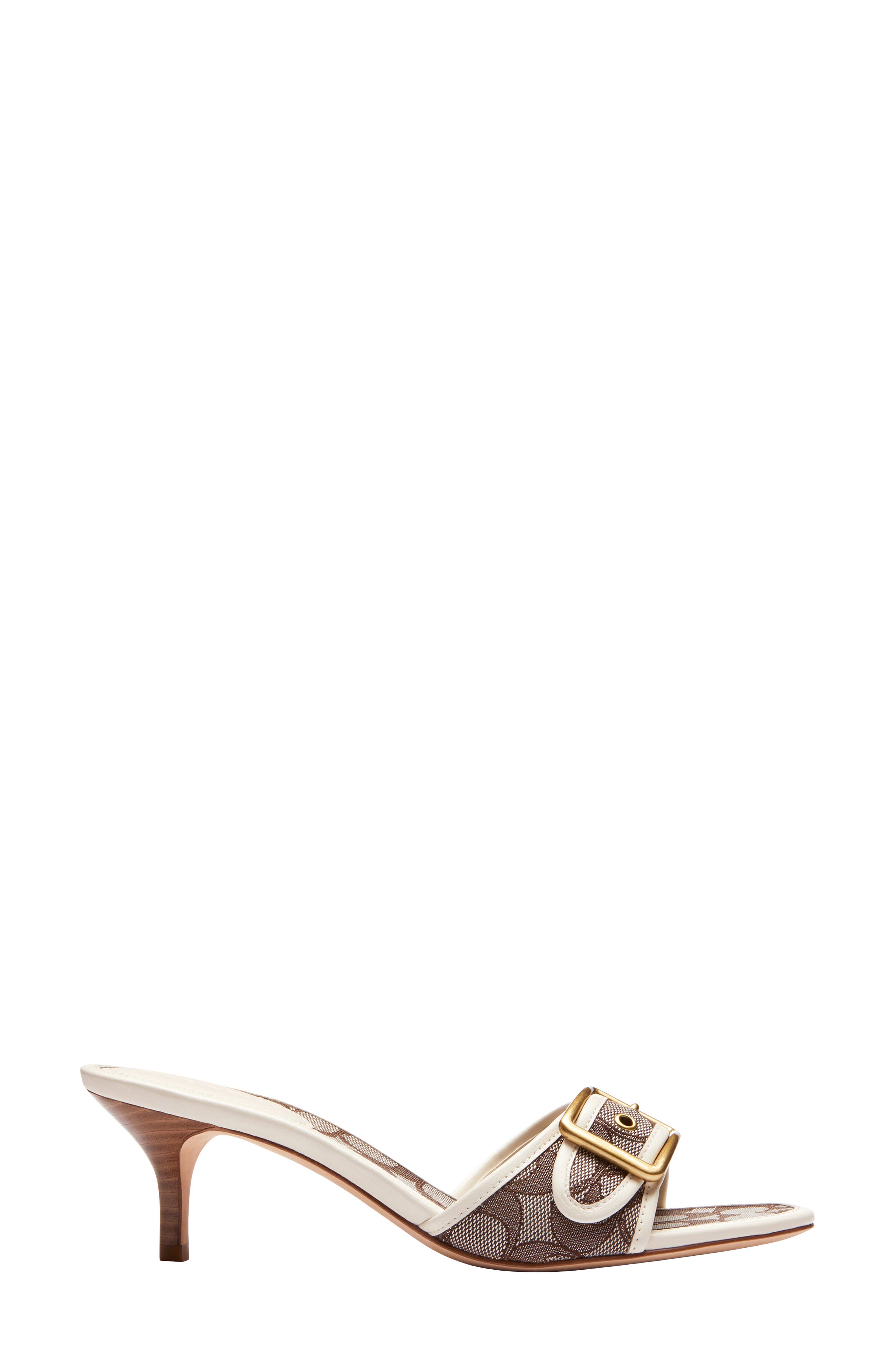 COACH Margot Signature Jacquard Slide Sandal, Alternate, color, Oak/Chalk