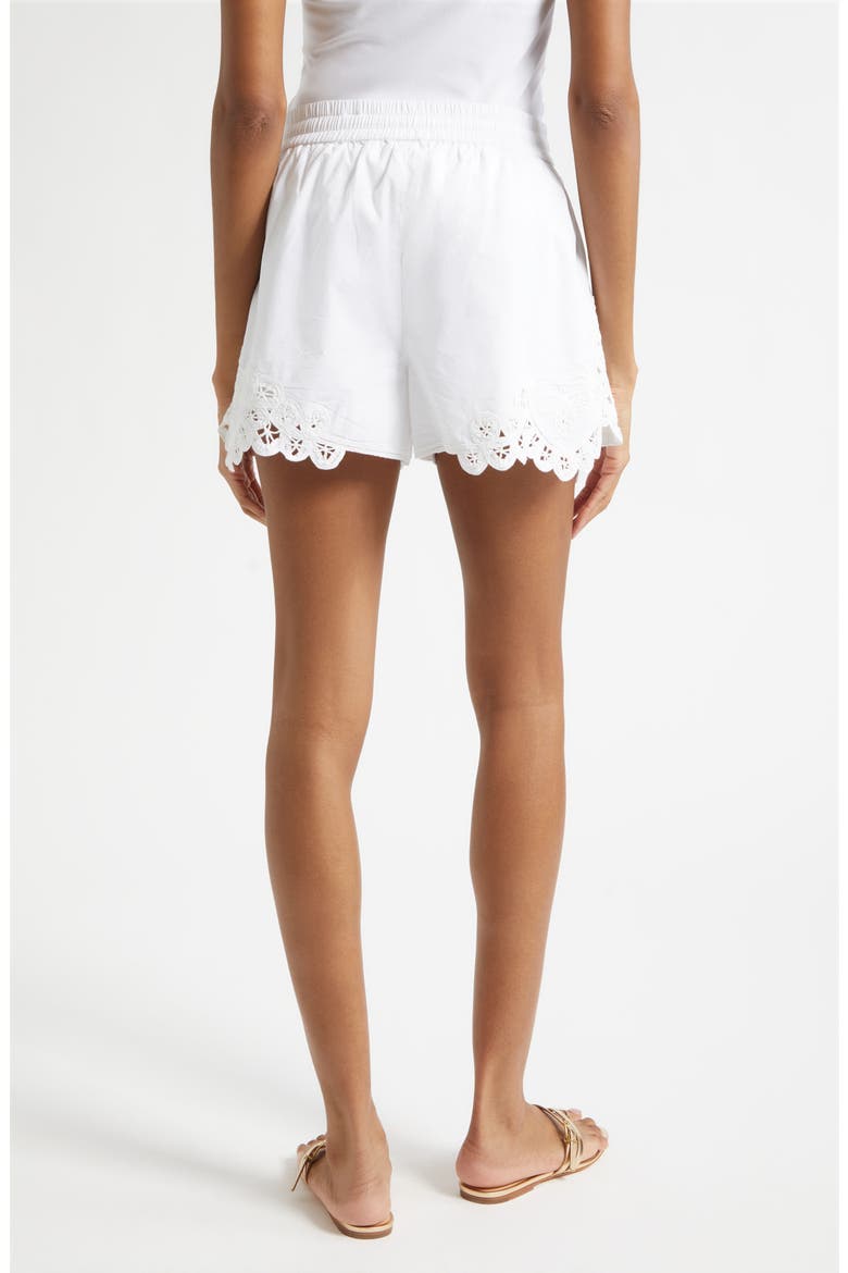 Vivaldi Embroidery Detail Cotton Drawstring Shorts, Alternate, color, WHITE