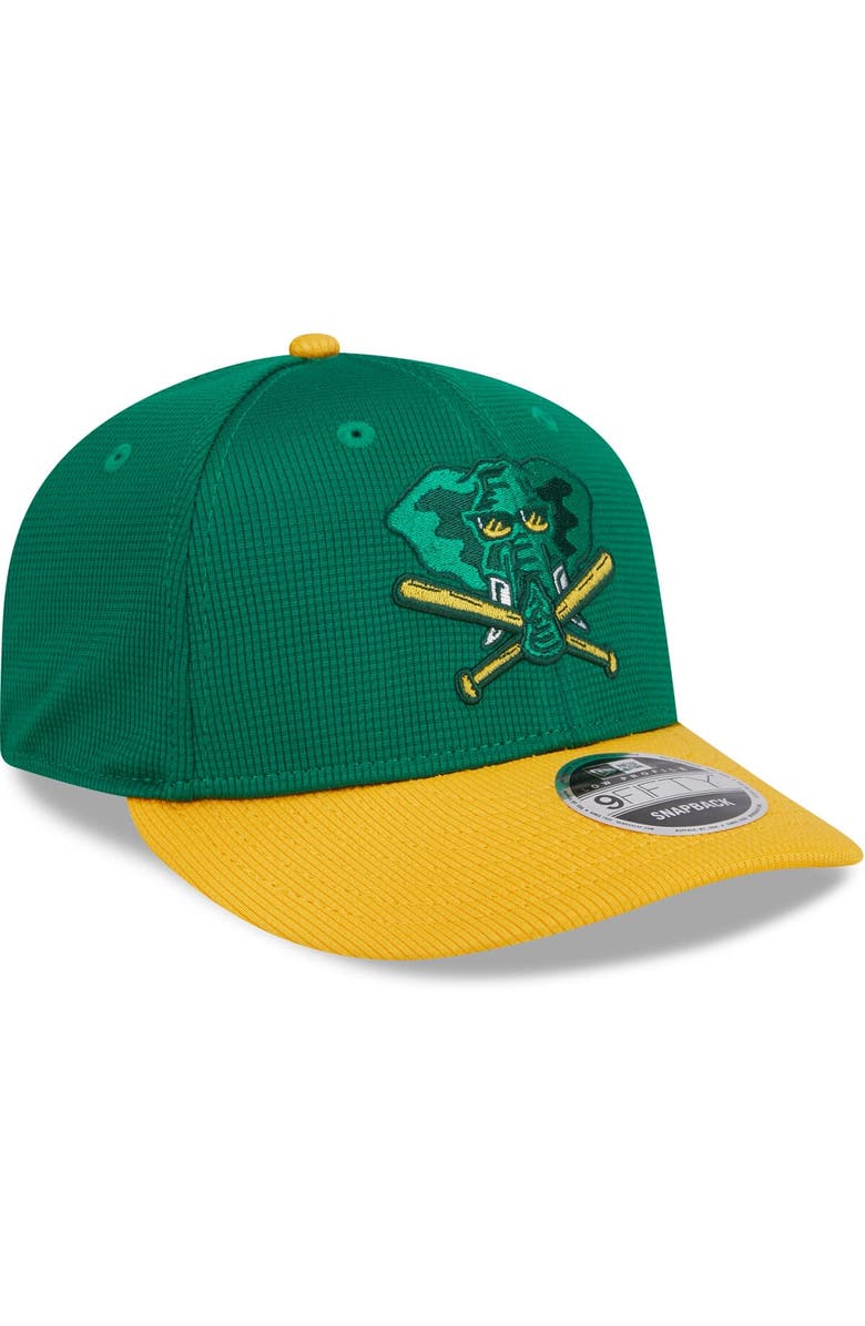 New Era Men's New Era  Kelly Green Oakland Athletics 2024 Batting Practice Low Profile 9FIFTY Snapback Hat, Alternate, color, 