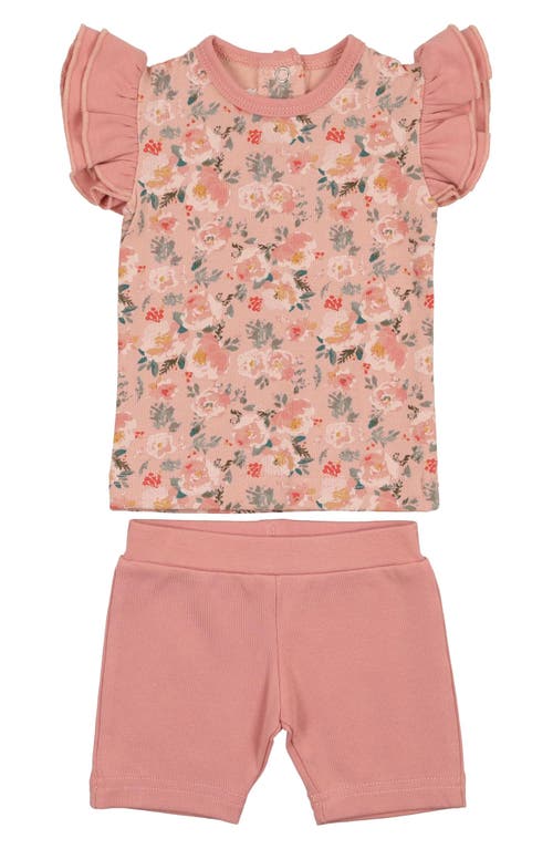 Maniere Manière Floral Print Top & Shorts Set In Gray