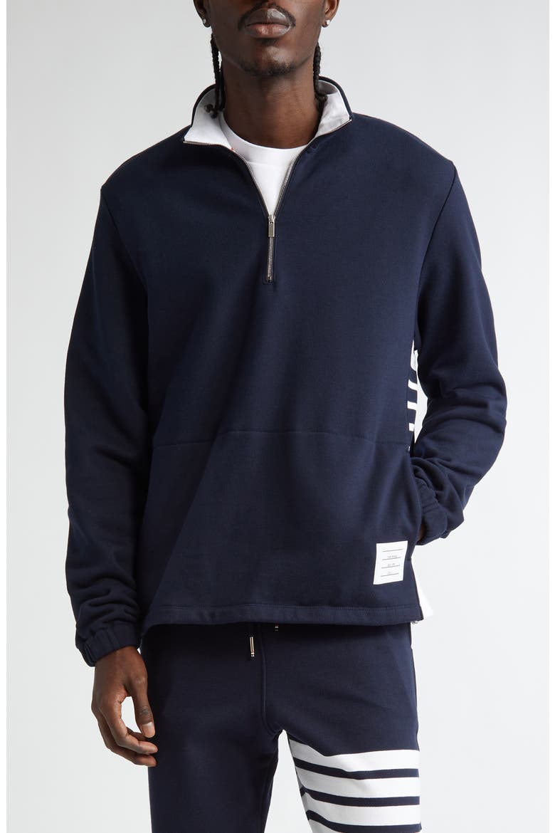 4-Bar Stripe Funnel Neck Half Zip Sweatshirt, Main, color, 415 NAVY