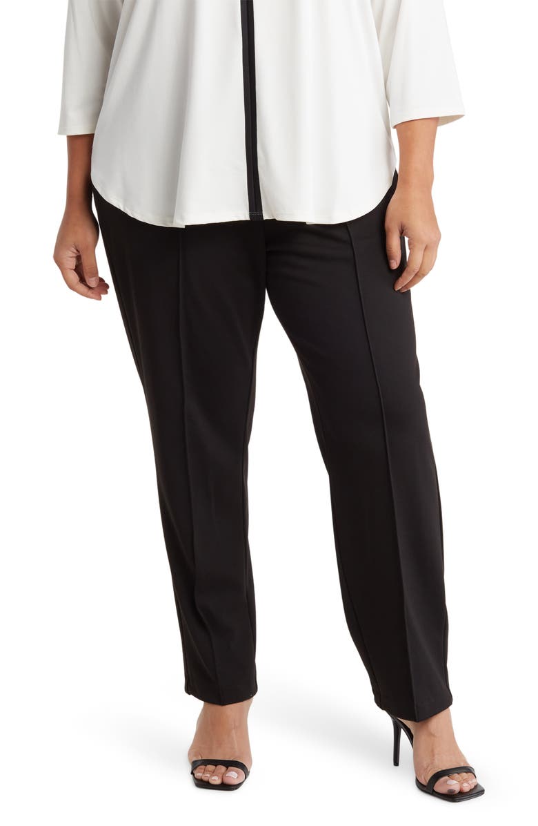 RUBY RD Solid Pleated Ponte Pants, Main, color, 