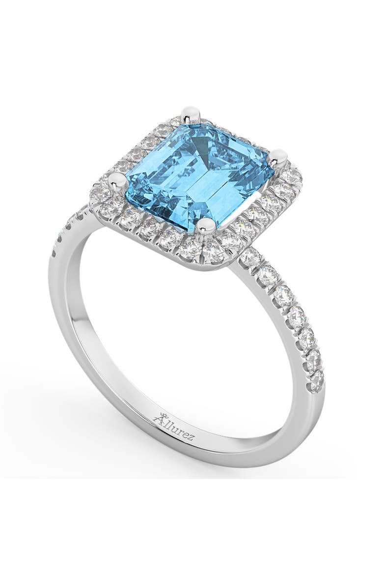 Lab Blue Topaz & Diamond Engagement Ring 14k, Alternate, color, 3.32ct/White Gold
