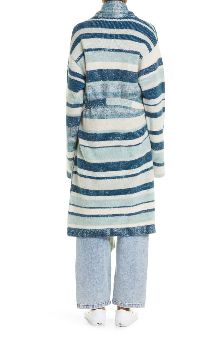 Stripe Cashmere Robe Sweater, Alternate, color, TURKISH BLUE/ PEACOCK/ WHITE